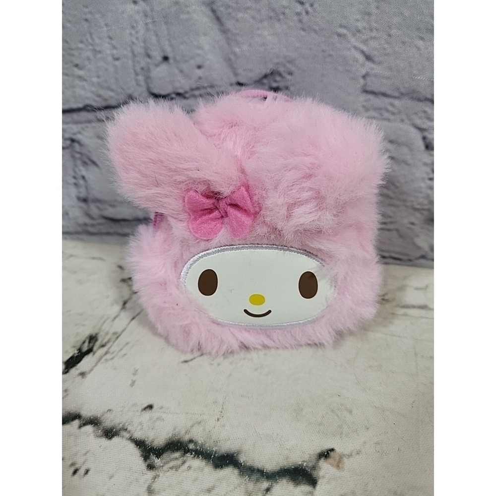 Hello Kitty My Melody Pink Fuzzy Miniature Backpack Coin Purse Pocket